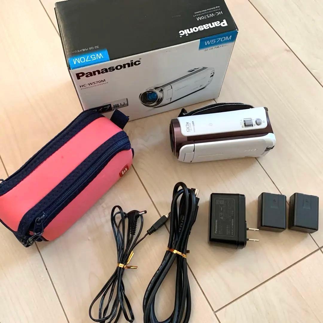 Panasonic HC-W570M ホワイト　純正バッテリー2つ付き