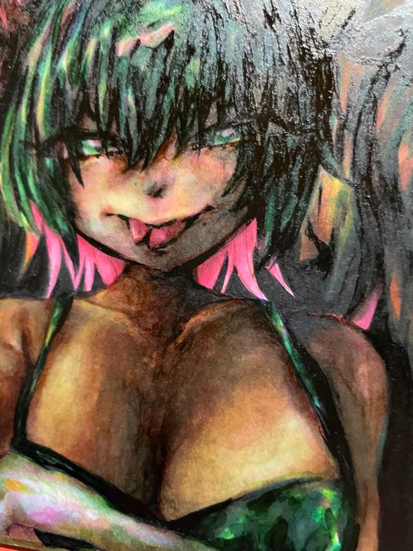 【443】 オリジナル 手描きイラスト 絵 小色紙 直筆原画 一点物 コラージュ