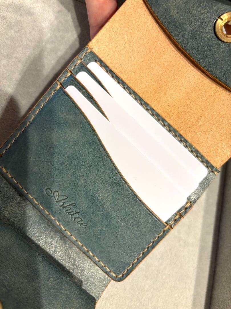 三つ折りウォレット　オリーブグリーン　財布
