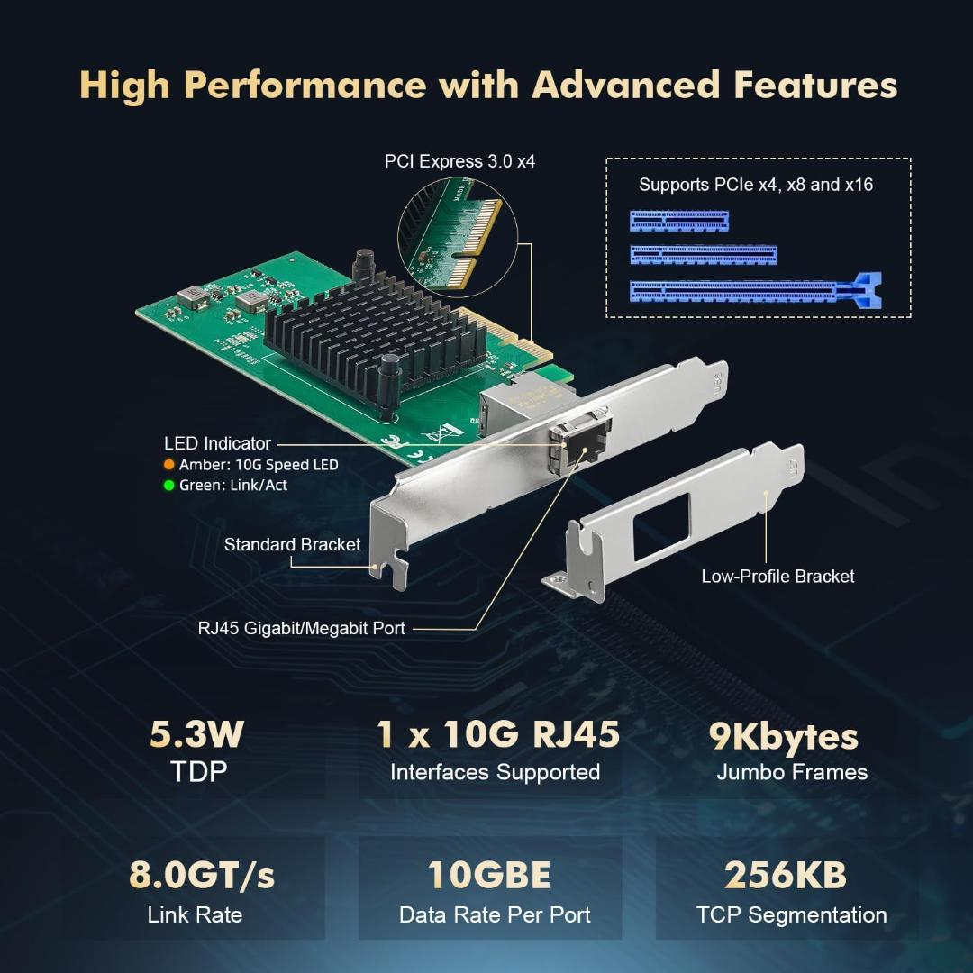 10G イーサネット PCIe ネットワークアダプタMarvell AQC107