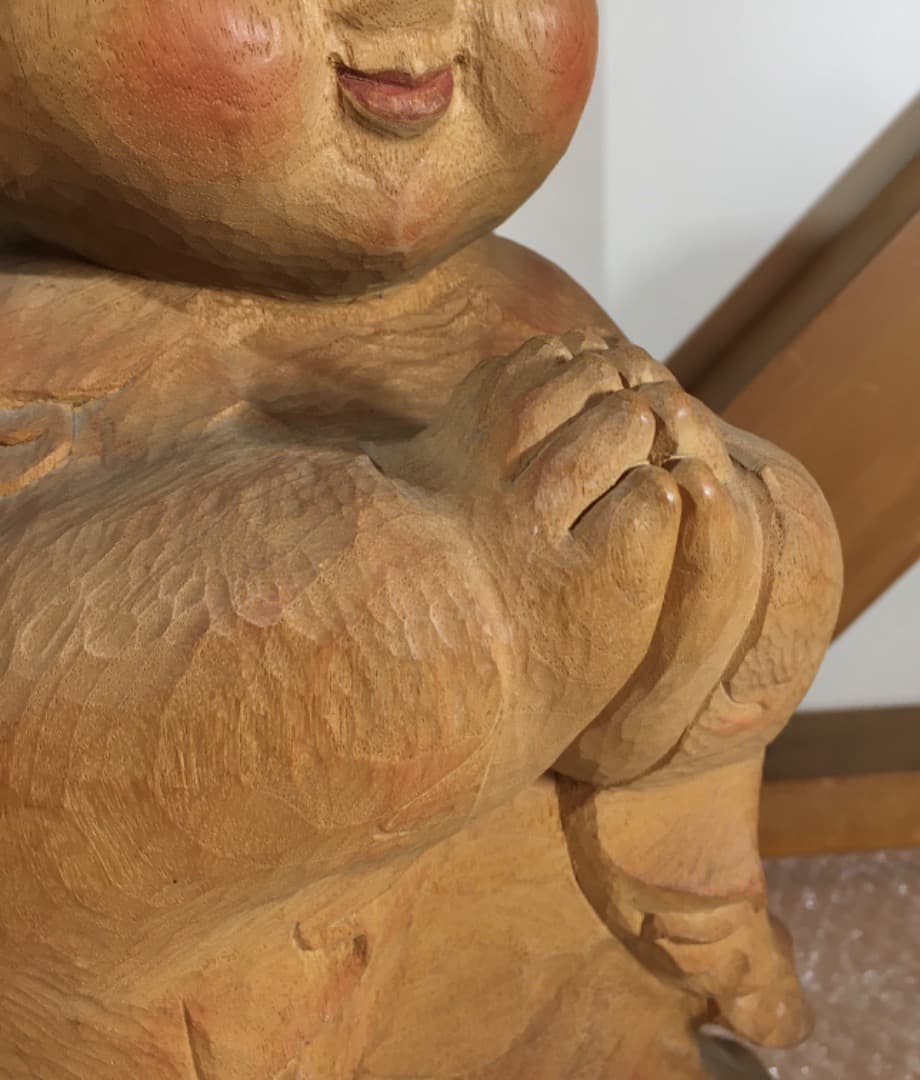 ○【世界的名工】前島秀章 童地蔵 40cm 面 木彫