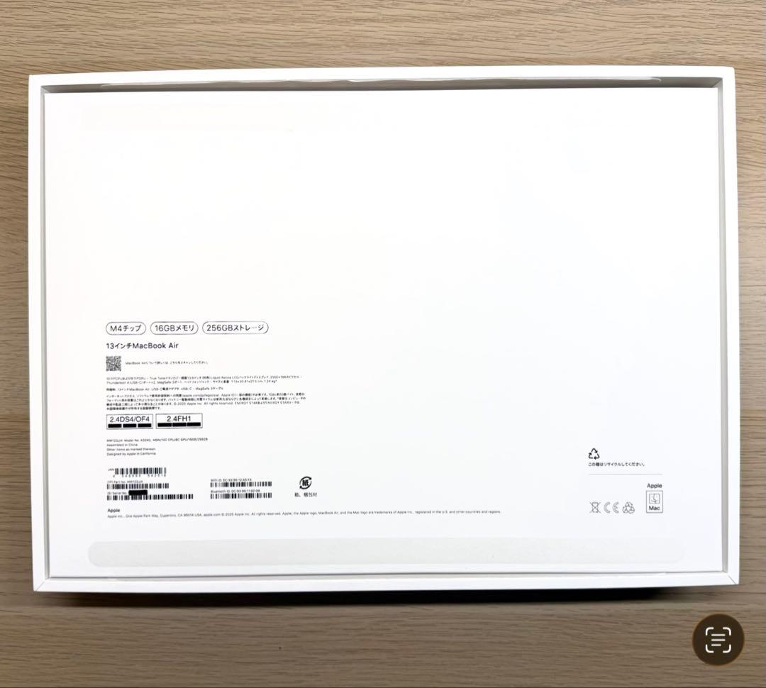 M4 MacBook Air 16GB 256GB JIS ミッドナイト