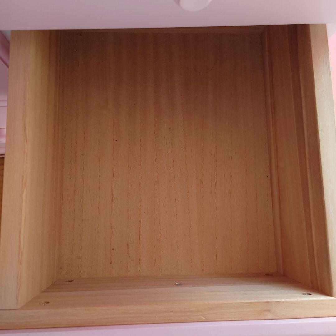 メゾピアノ　ピンクの木製チェスト 引き出し ハートノブ　タンス　収納棚　箪笥