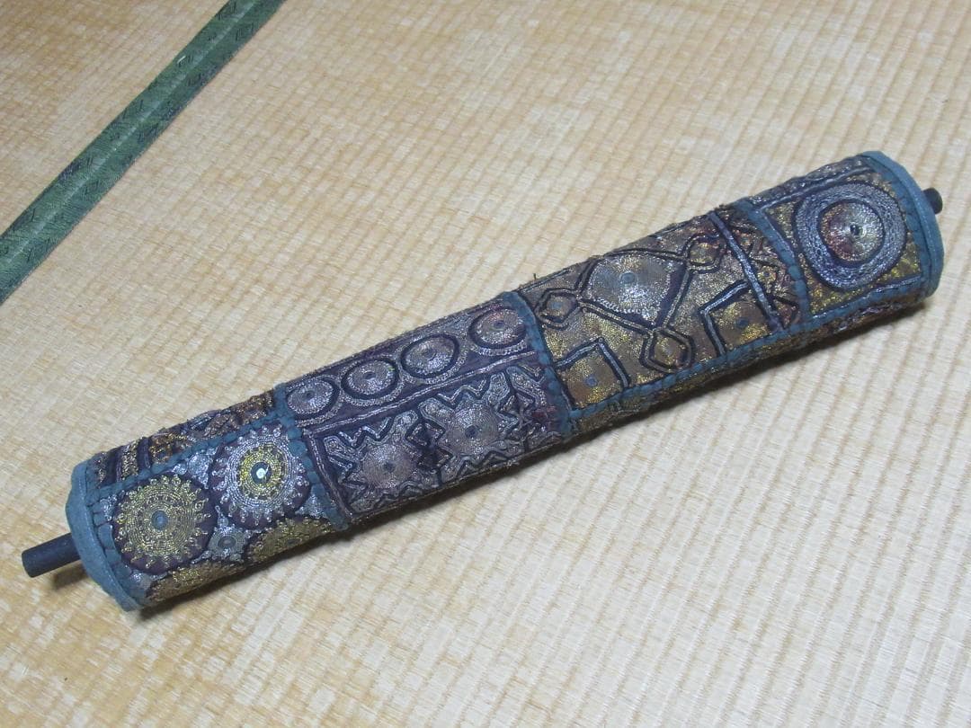 1800年前後ムガル帝国後期定価40万◆インド 金銀糸ザリ刺繍 長いタペストリー