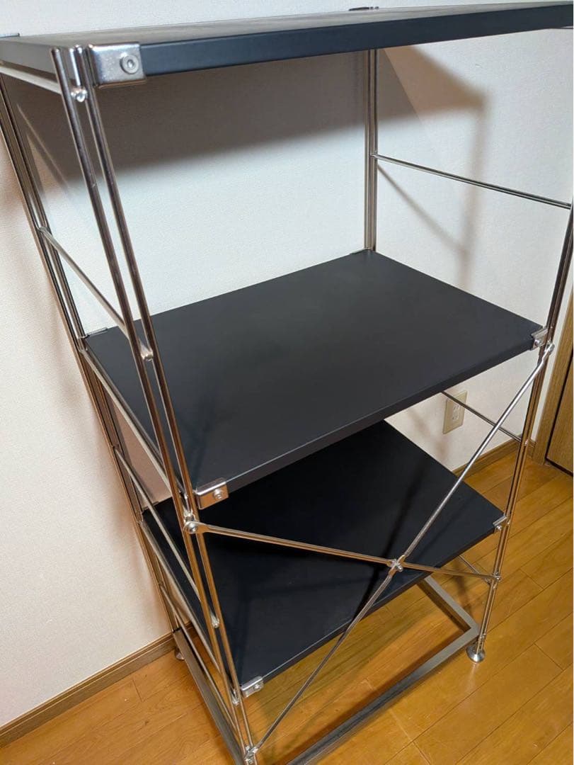 ■送料込■無印良品 ステンレスユニットシェルフ ダークグレー 棚 収納 黒