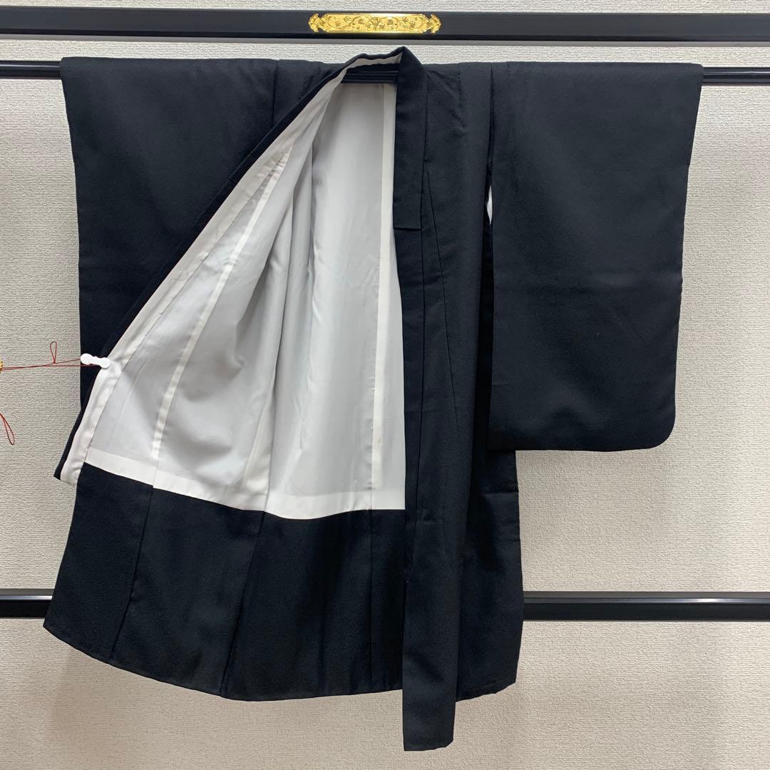 602abu21■七五三 五歳 着物&羽織 ポケモン 黒 無印 初期 市松■美品