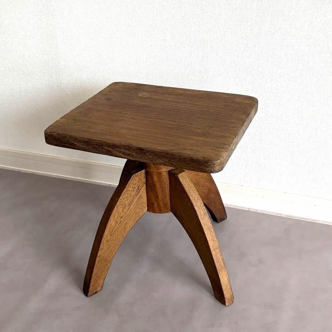古道具　回転木製の椅子・花台　北欧風インテリア　ベンチ・チェア