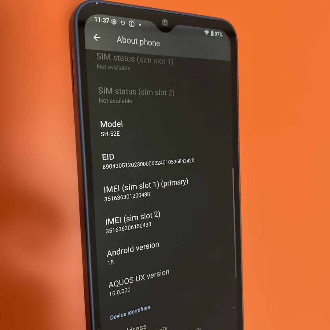 スマートフォン本体 Docomo Sharp AQUOS wish4 (SH-52E)