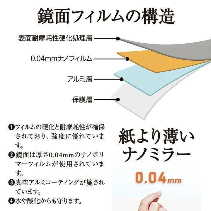 割れない鏡 ウォールミラー 壁掛け 姿見 幅80×高さ160cmブラック1628