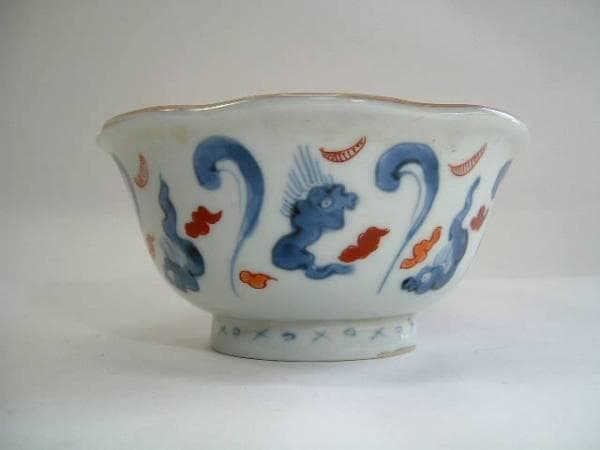 鉢■古い伊万里染付蛸唐草文鉢 幽霊文 鉢 花絵 珍品 古美術 時代物 骨董品■