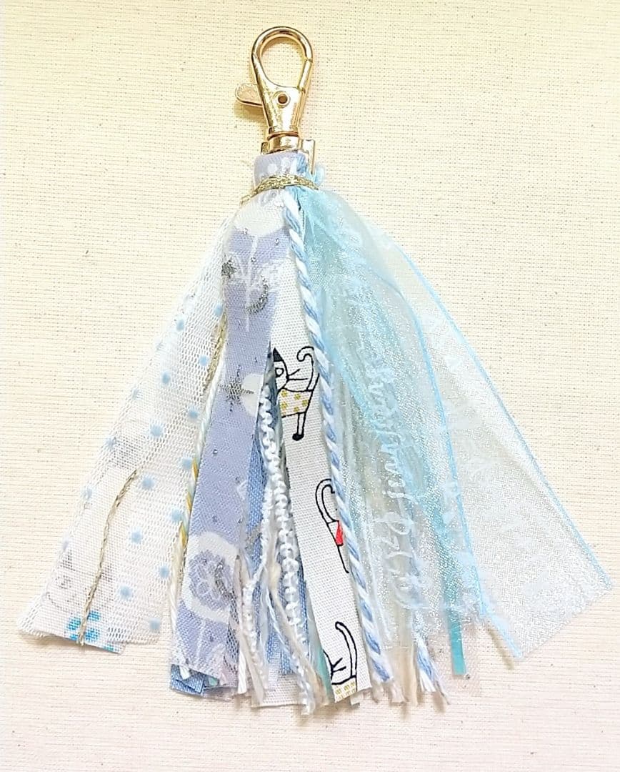SOLD◆猫 北欧 数式 ハンドメイド 布タッセル バックチャーム キーホルダー