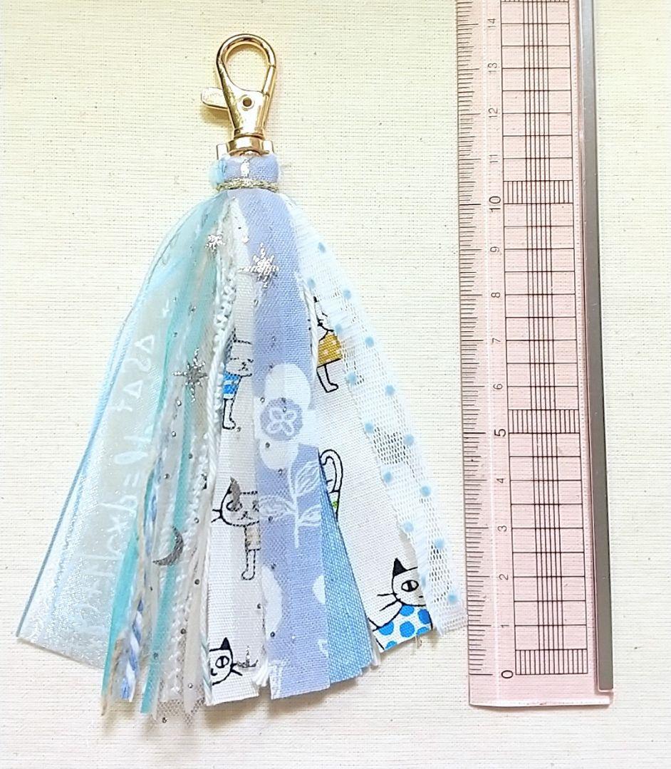 SOLD◆猫 北欧 数式 ハンドメイド 布タッセル バックチャーム キーホルダー