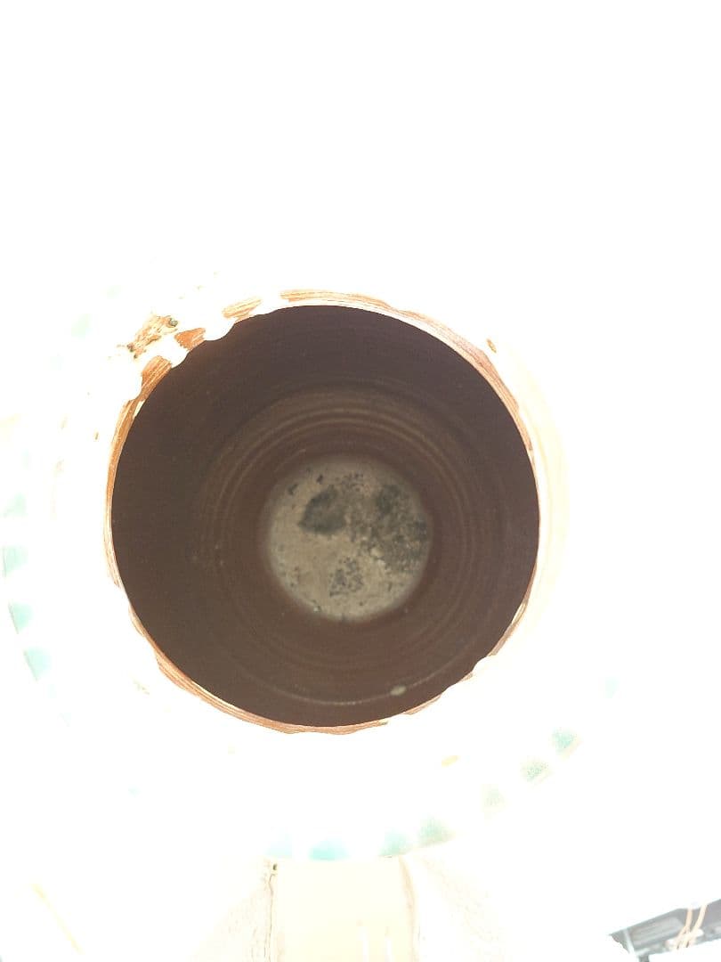 信楽焼？茶壺 大壺 すだれ壺 ストライプ柄 明治 アンティーク 骨董 中古品