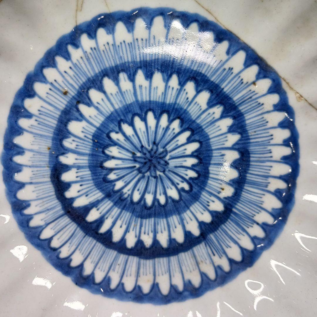 Y547-2 中国 明時代 古染付 厚手 皿 直径17cm　HHH
