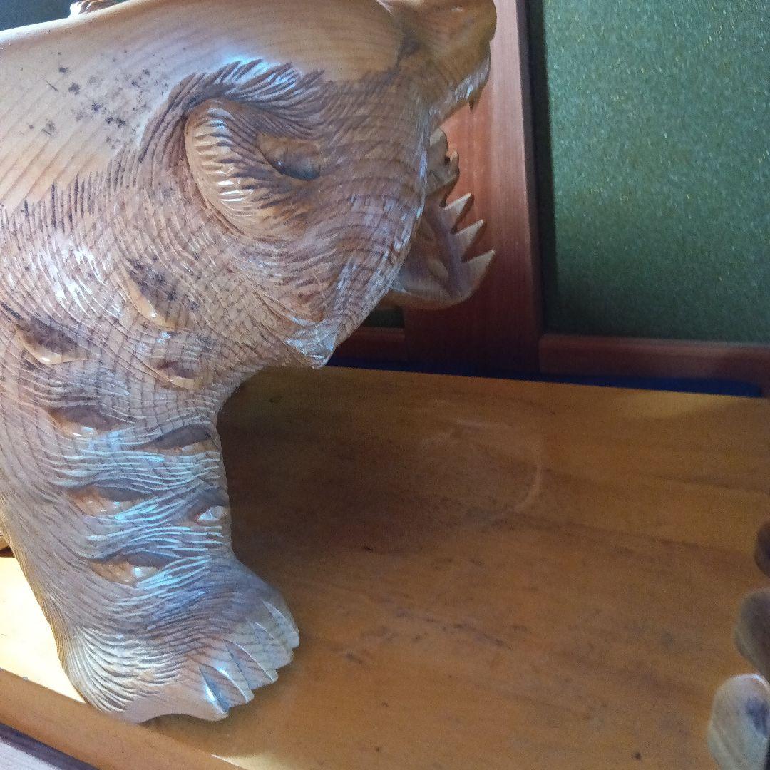 木製クマの彫刻 花台付き