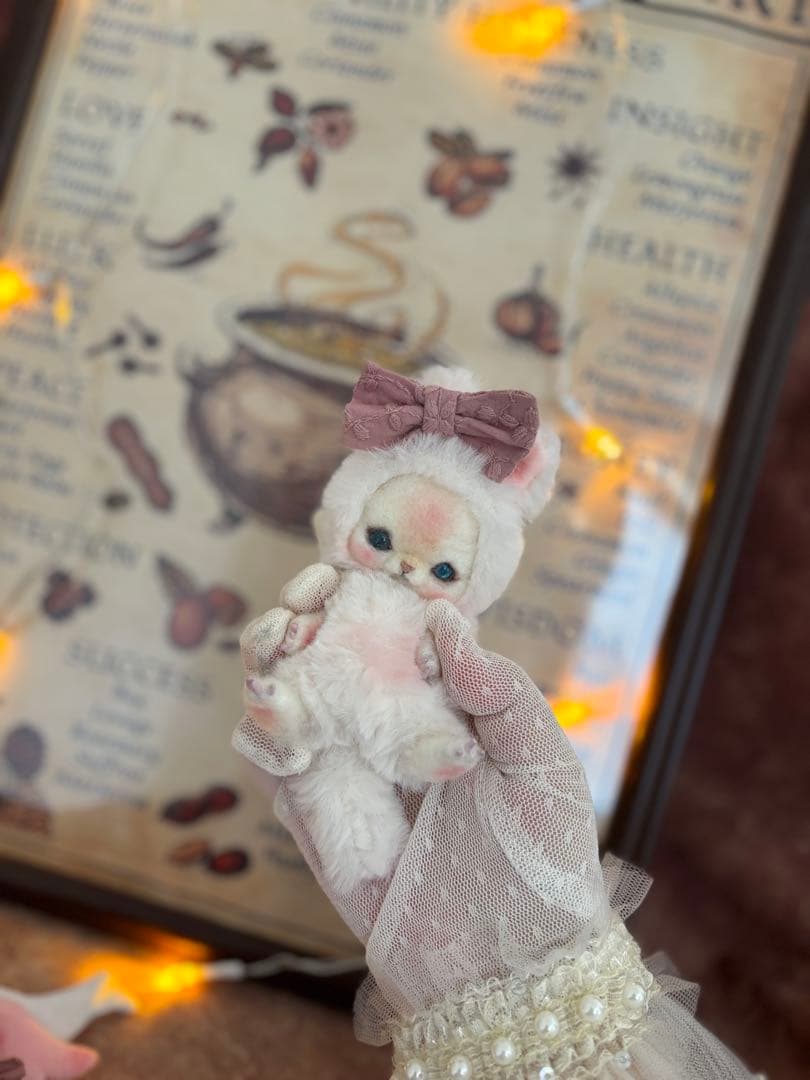 アートドール　うさぎ天使幻獣　羊毛フェルト