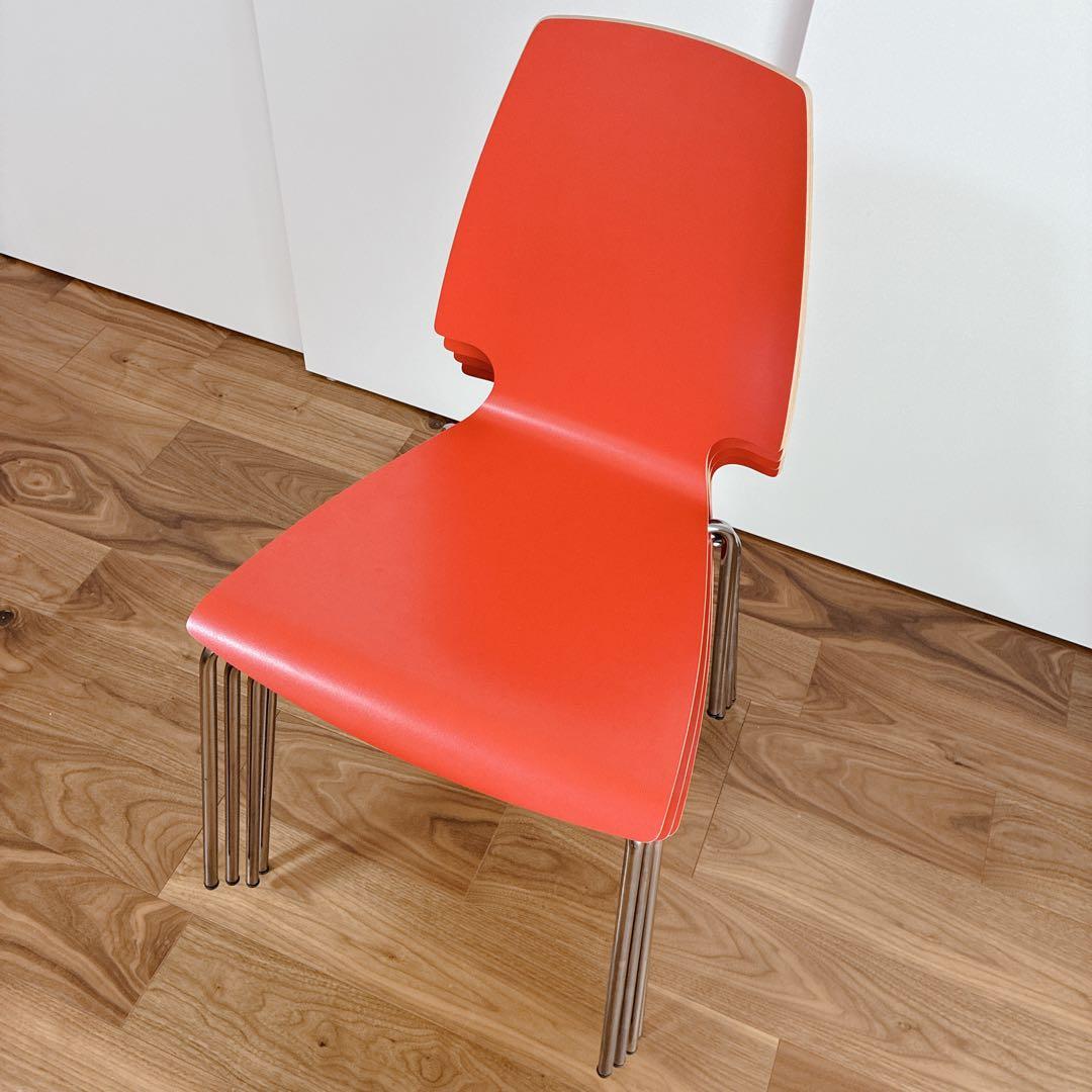 【レア4脚】IKEA VILMAR イケア チェア 赤×クロム脚 レトロポップ