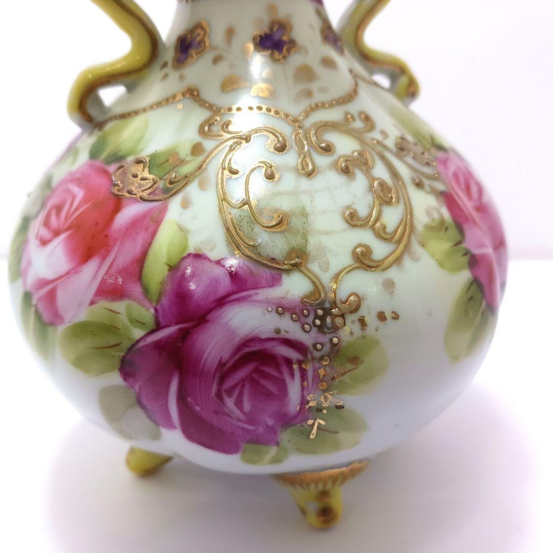 専用Y3036-1 オールドニッポン ハンドペイント 花絵 花瓶　　L