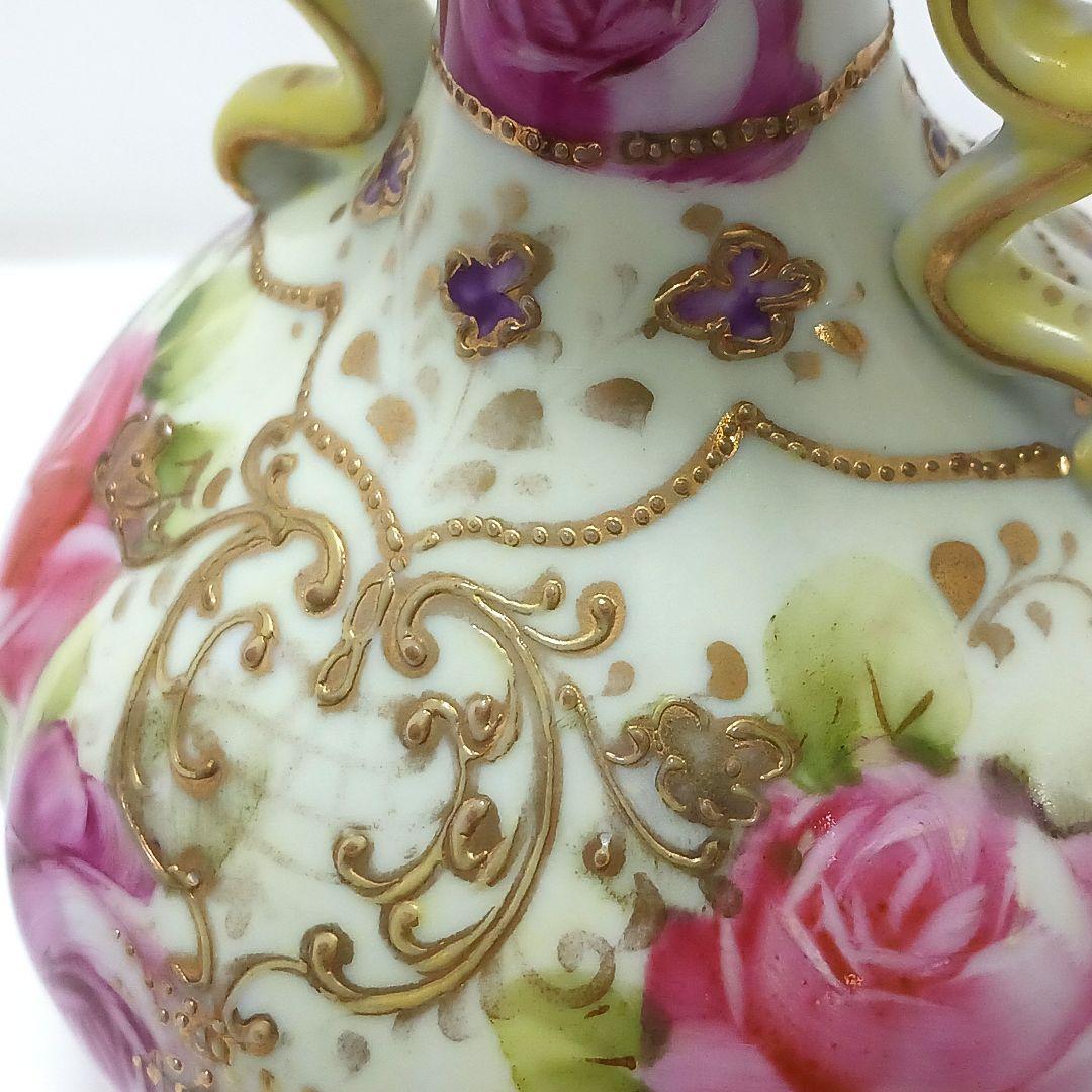 専用Y3036-1 オールドニッポン ハンドペイント 花絵 花瓶　　L
