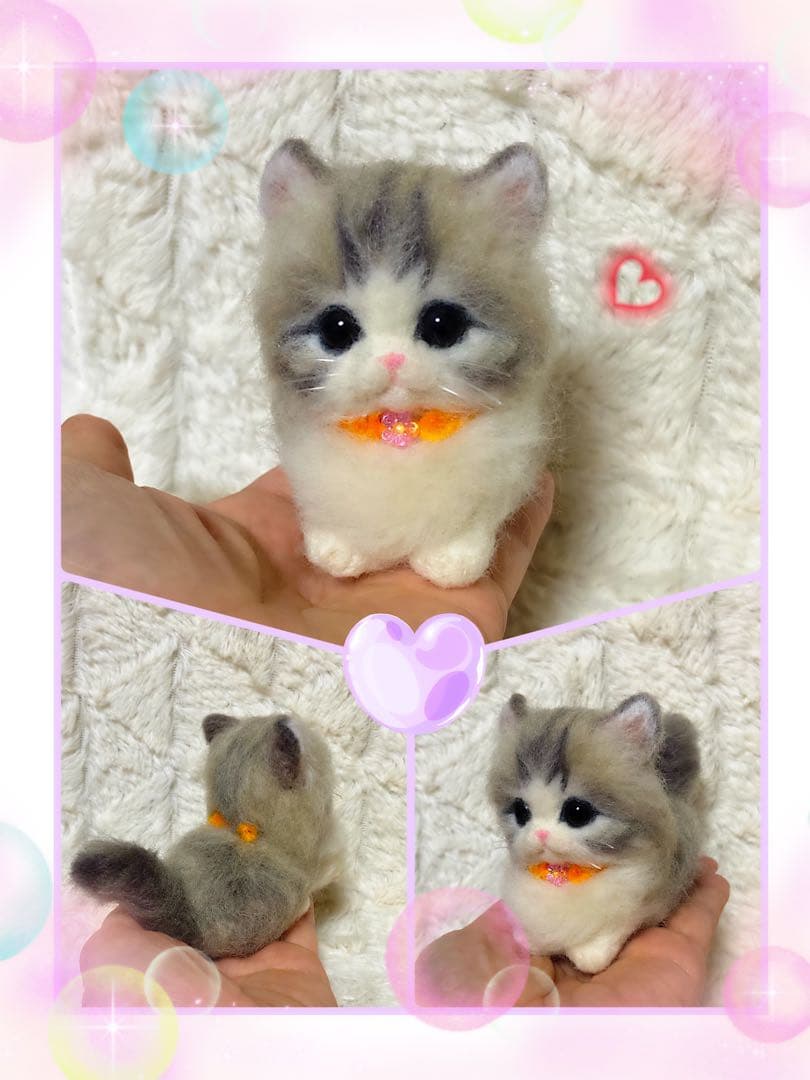 羊毛フェルト。猫。シマエナガ。オーダーNo.11