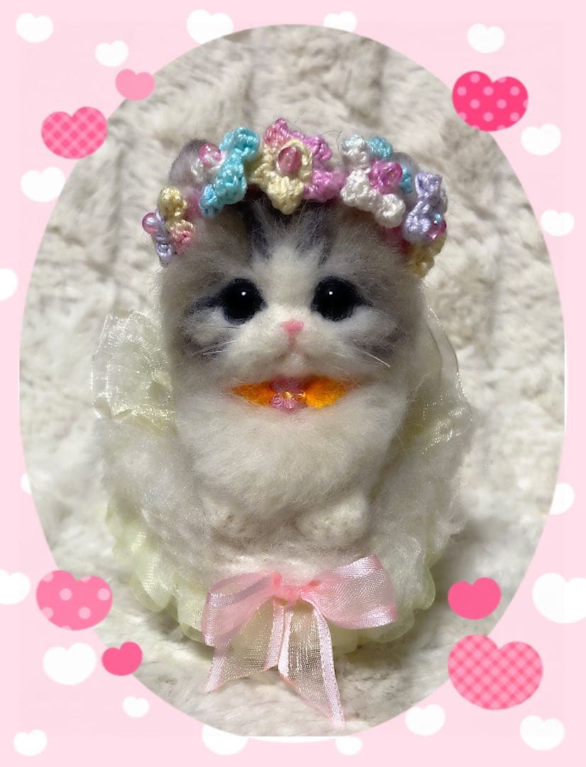 羊毛フェルト。猫。シマエナガ。オーダーNo.11
