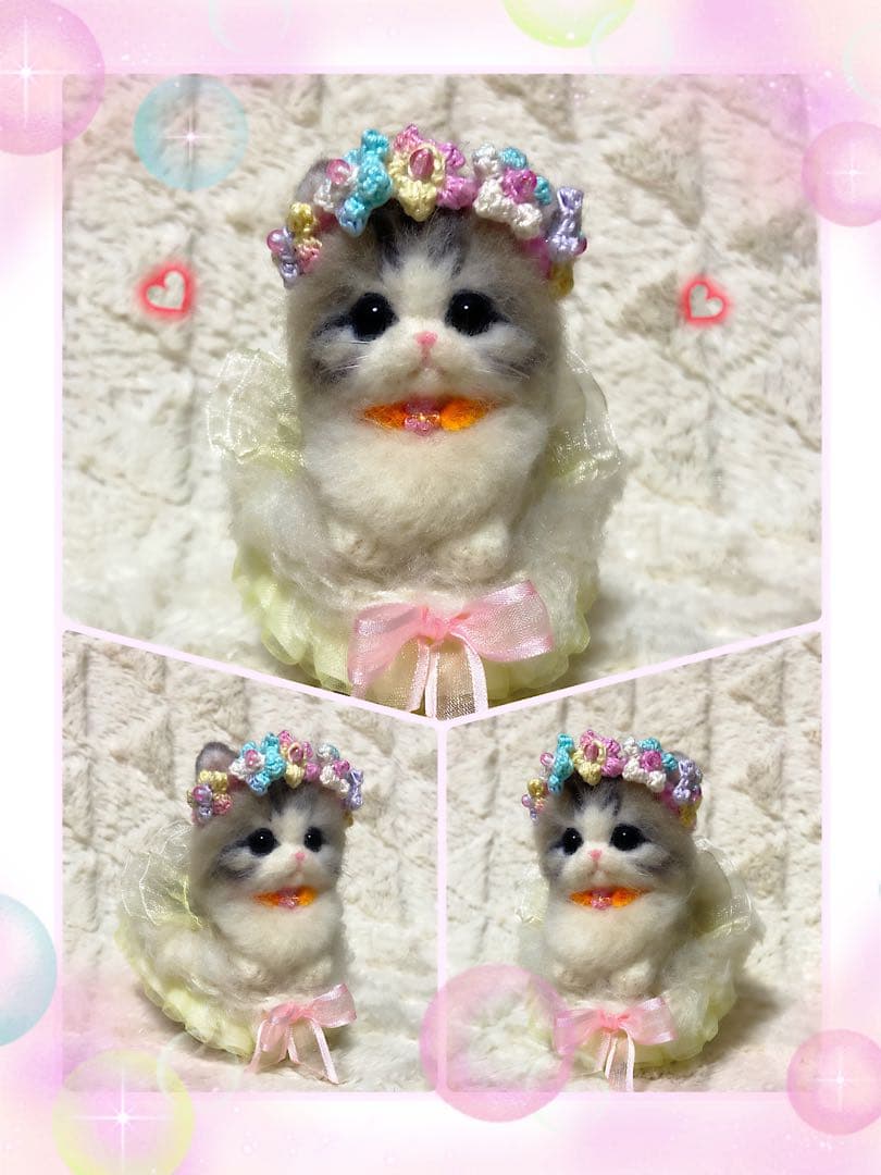 羊毛フェルト。猫。シマエナガ。オーダーNo.11