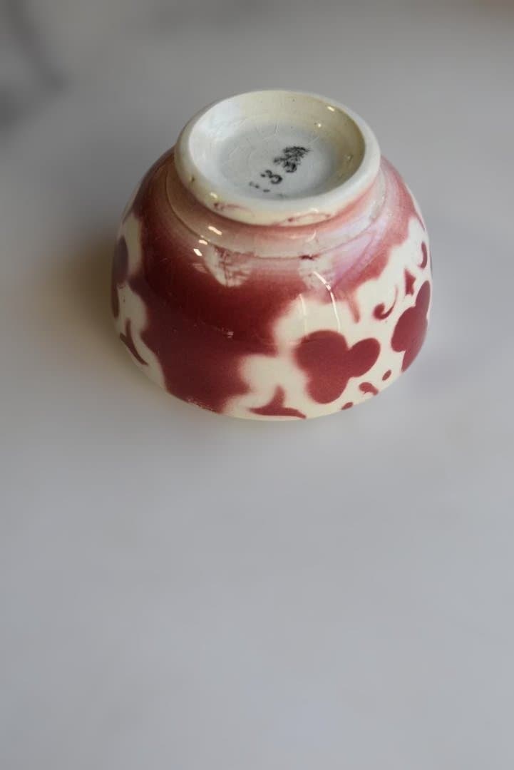 美品おままごと　6.5㎝　花カフェオレボウル　フランスアンティーク
