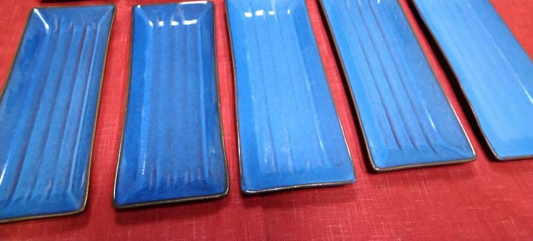 ⬛多目的ご利用可能な【有田焼】⬛【約２６cm・コバルトブルーの長中皿】５皿