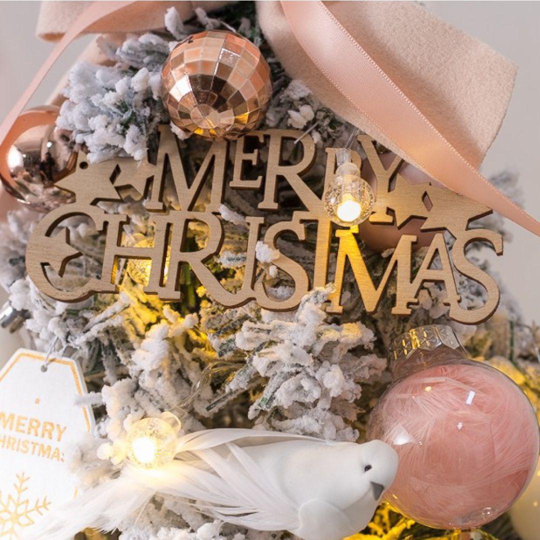 クリスマスツリー スノーホワイト 高さ45cm  ライト付き オーナメント付き