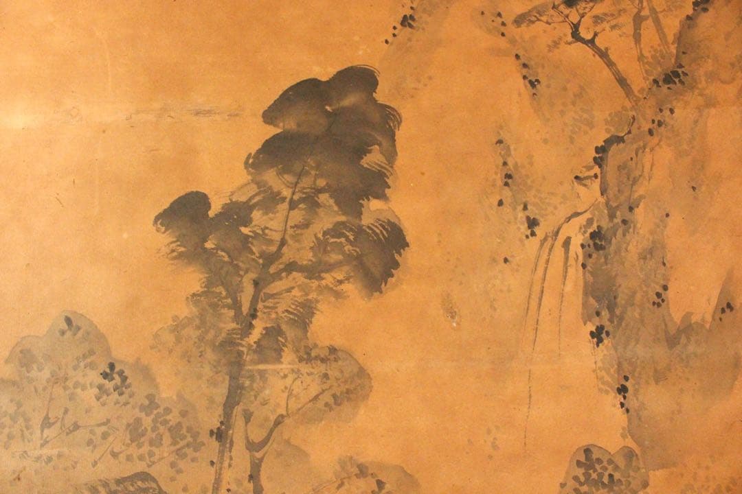 No4988 掛軸　三尾暁峯　初夏魚釣図　紙本 合箱　日本画　古美術　送料無料