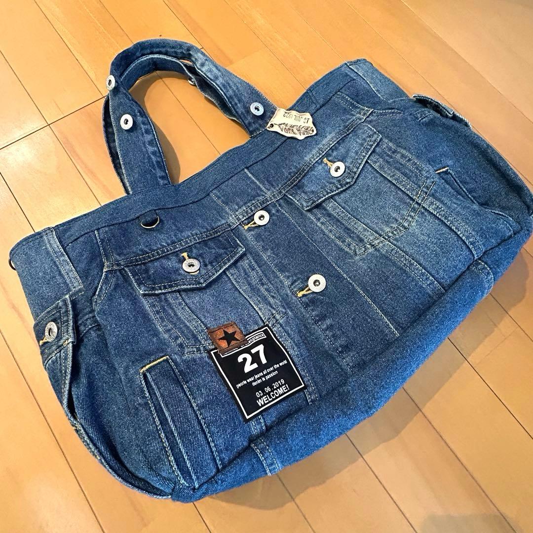 988.デニムリメイク トートバッグ　ジージャン