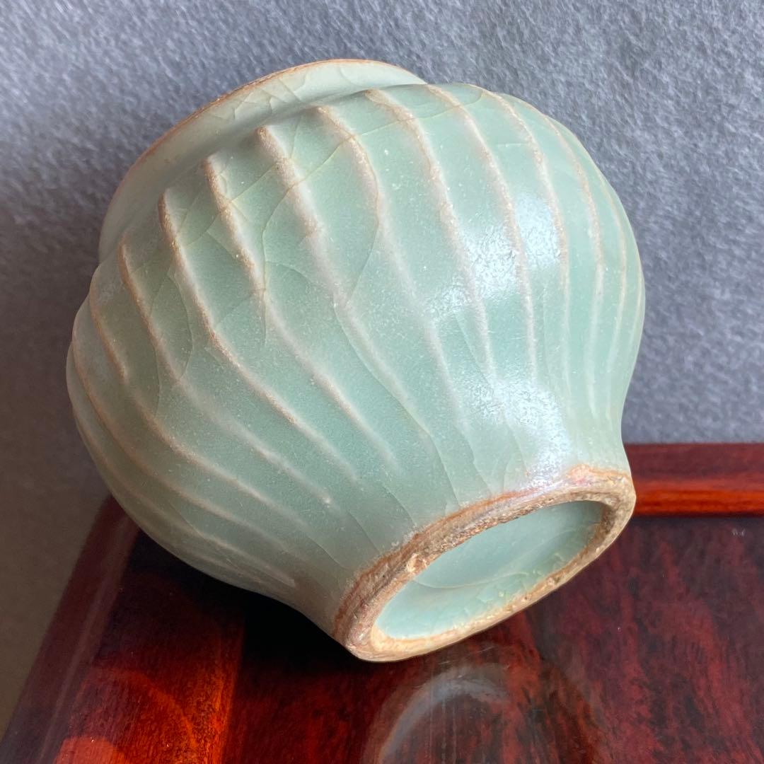青磁２個セット　砧青磁小壺　龍泉窯　中国宋時代　青磁香炉　砧手