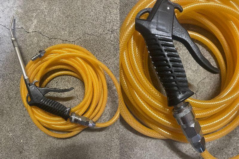 エアコンプレッサー 赤 圧力計付き スプレーガン付属