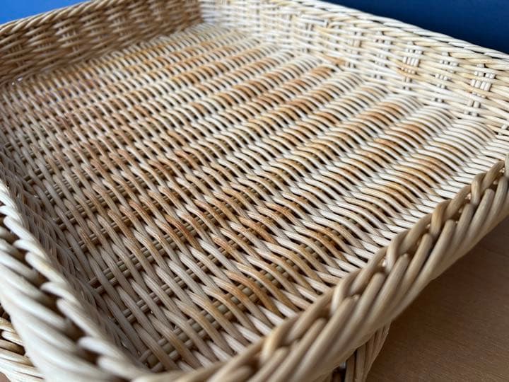 よし与工房　角浅型プラタンかご　アイボリー　４つセット⑤