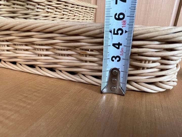 よし与工房　角浅型プラタンかご　アイボリー　４つセット⑤