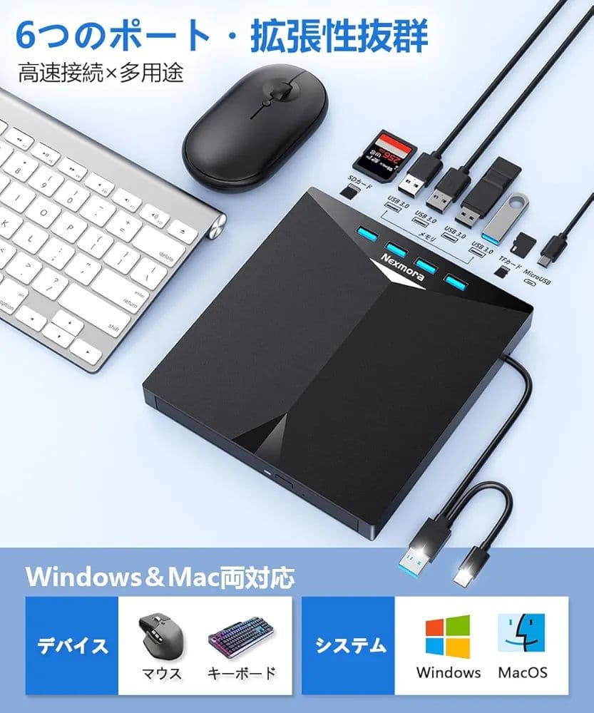 外付けブルーレイプレーヤー 外付けドライブ Nexmora DSM-S3