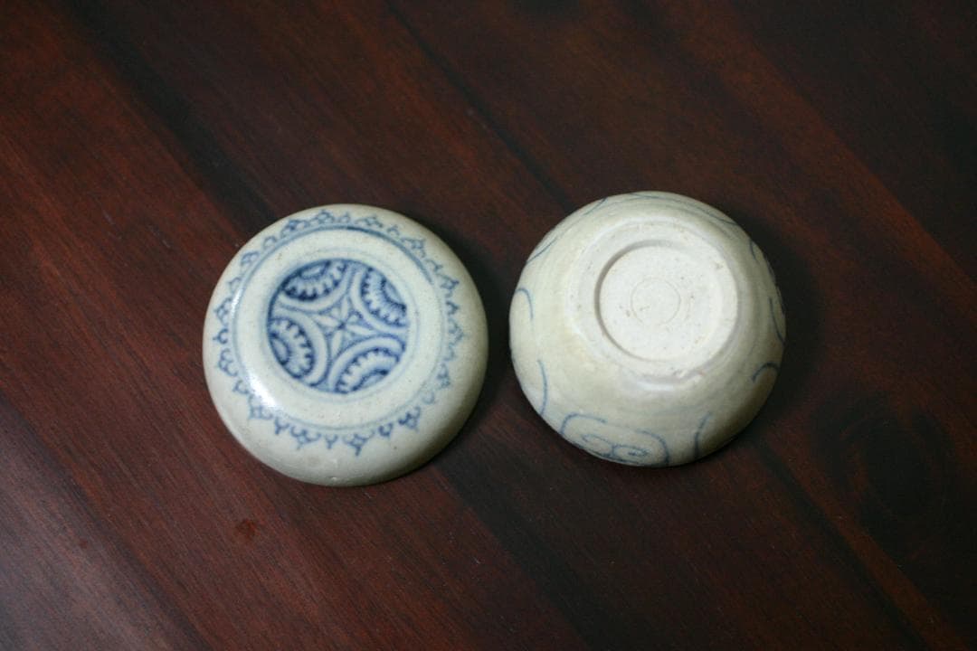 ベトナム陶器　染付合子　海上がり陶器　アンティーク　香合　ホイアン難破船
