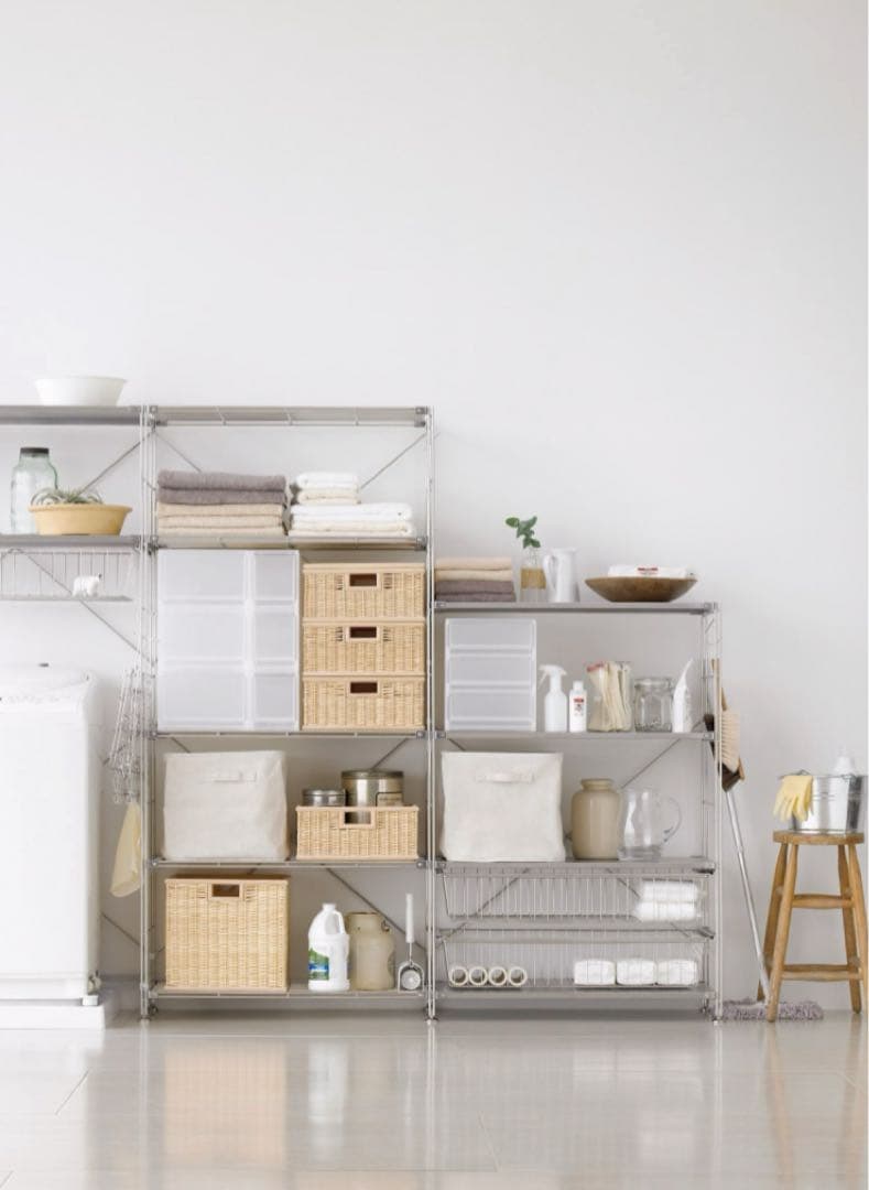 ⭐️美品⭐️２個セット⭐️無印⭐️スチールユニットシェルフ⭐️ライトグレー白⭐️ラック付