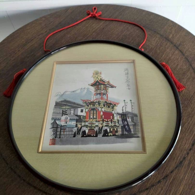 飛騨高山祭　屋台　色紙　円形額　絵画　岐阜　山車