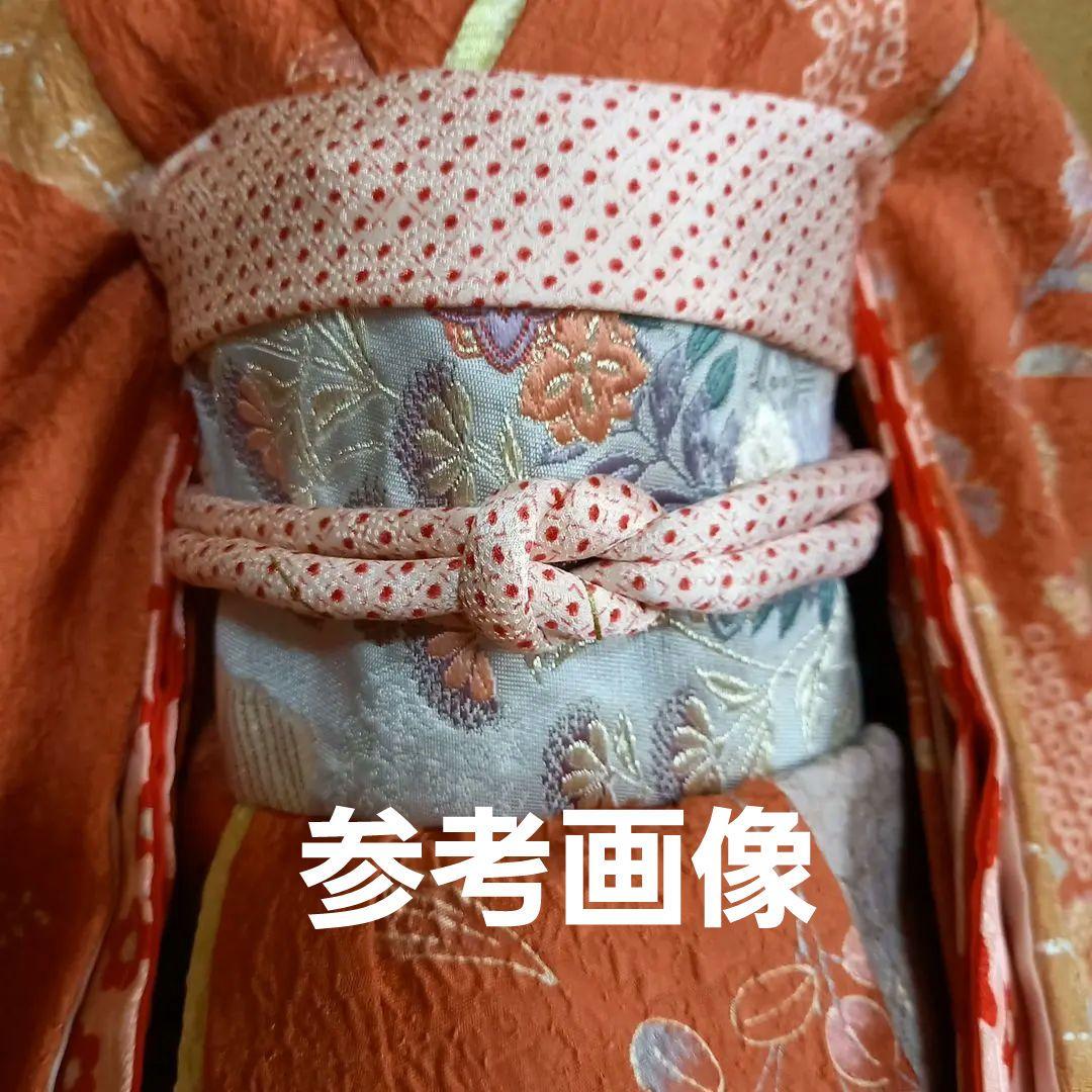 市松人形　ドール　あわせの着物　襦袢　正絹　膨れ織り　上等　茜色