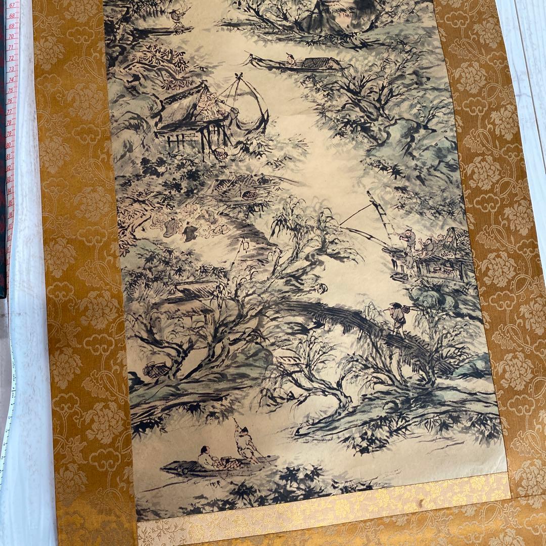 大江捕漁図　富岡鉄斎