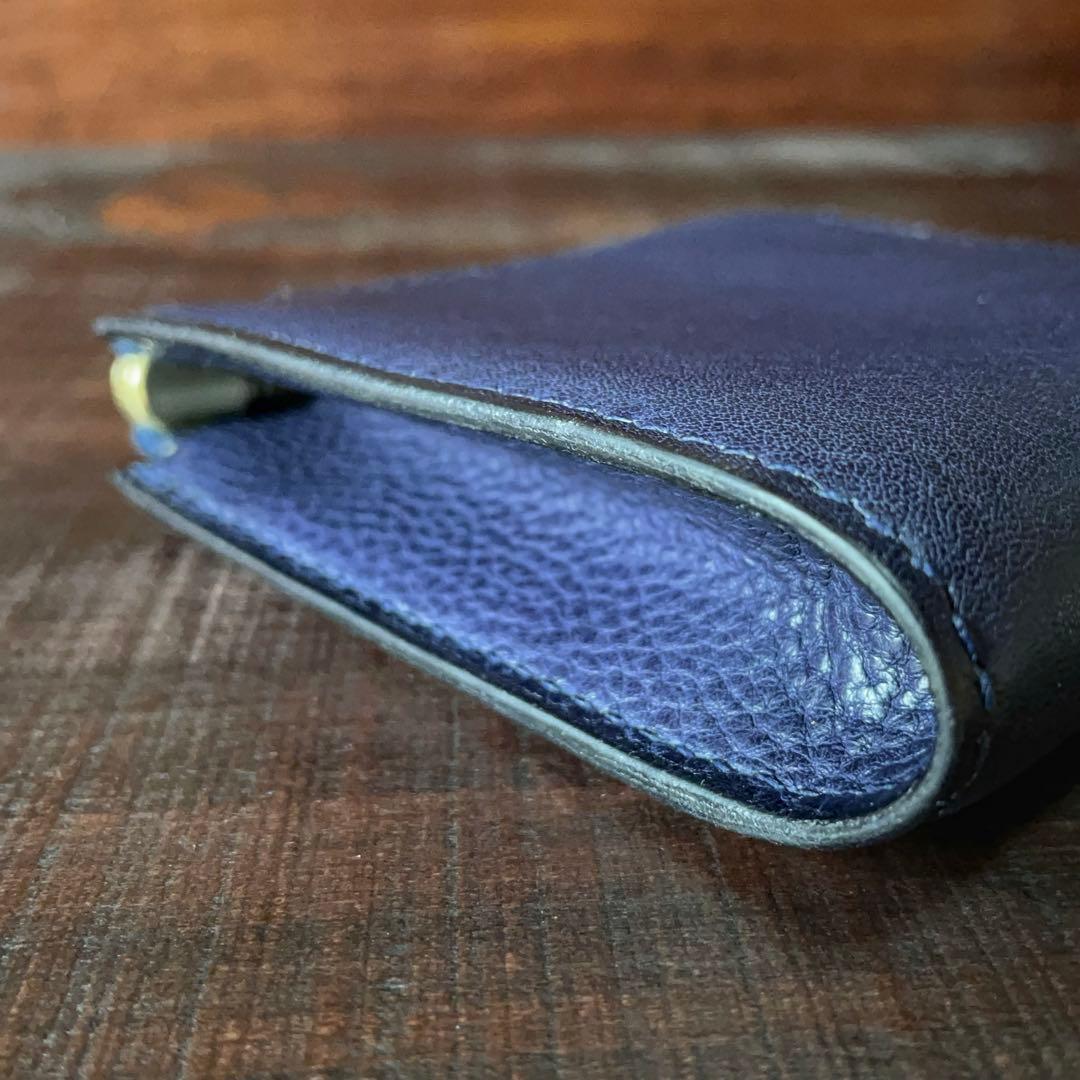 《Ｌ字ファスナー型》レザーウォレット（Navy）革財布