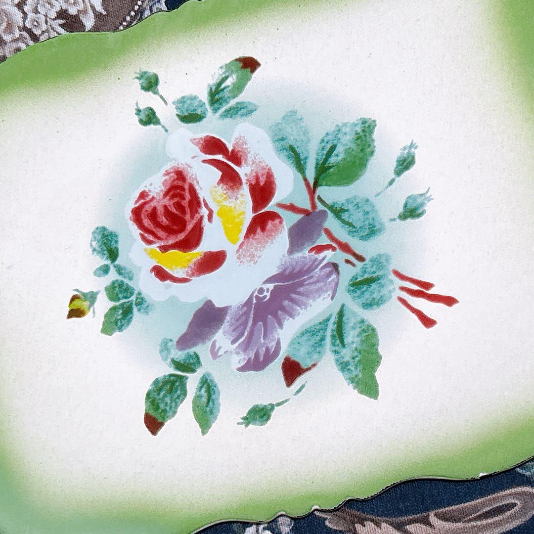 レア❣️imane プリンセスローズグリーン コレクションプレート琺瑯 イマン薔薇