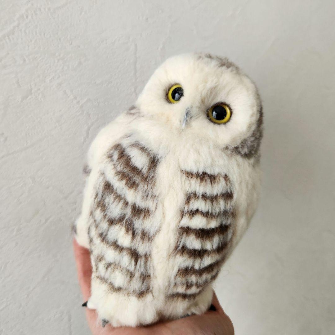 羊毛フェルト フクロウの置物　シロフクロウ