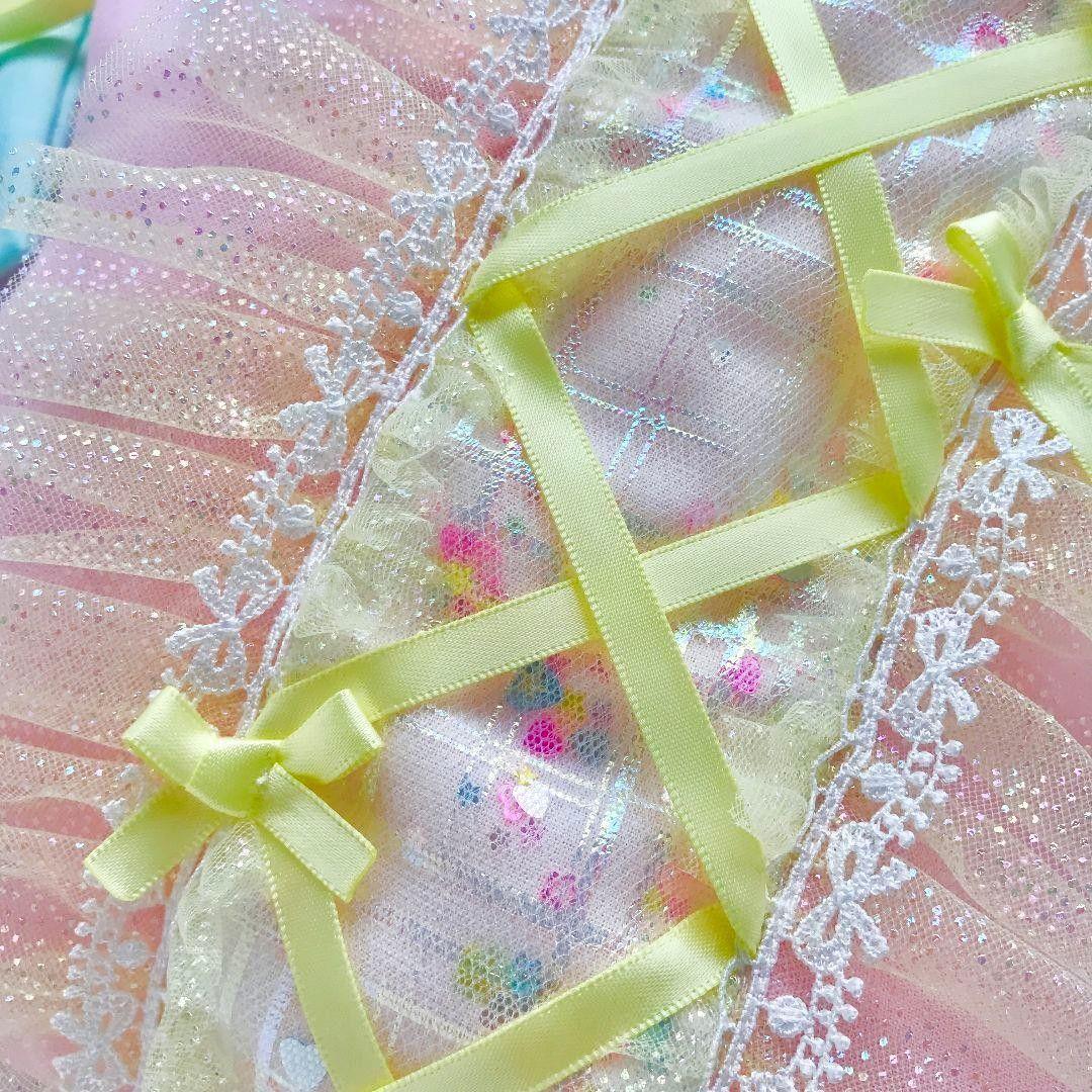 Jewel＊Ribbon　ジュエルリボン　オーロラ　スパンコールゆめかわ編み上げ