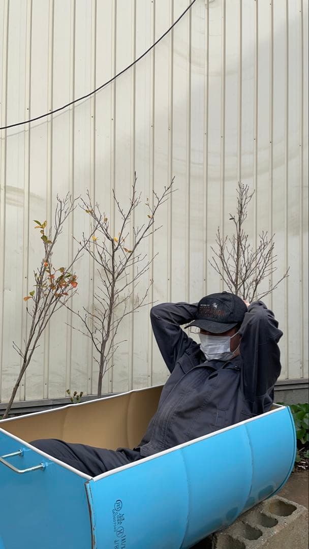 ドラム缶風呂 横置きタイプ 蓋あり すのこ付き