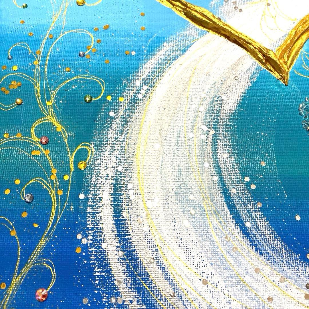 開運絵画　オリジナル　白蛇　龍体文字　金運　財運　健康長寿　インフィニティ　金箔