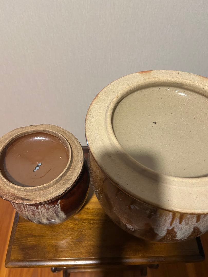 高級 久松窯 陶器製 漬け物容器 大小2個セット 梅干し 昭和レトロ