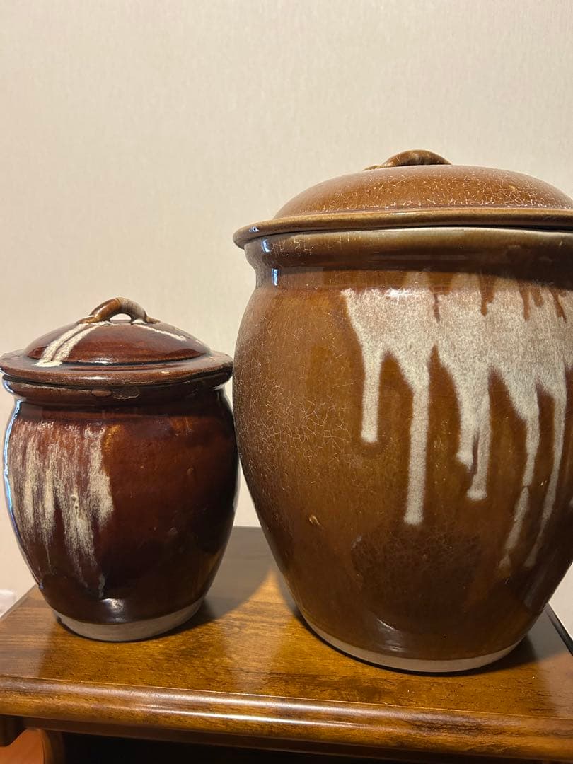 高級 久松窯 陶器製 漬け物容器 大小2個セット 梅干し 昭和レトロ