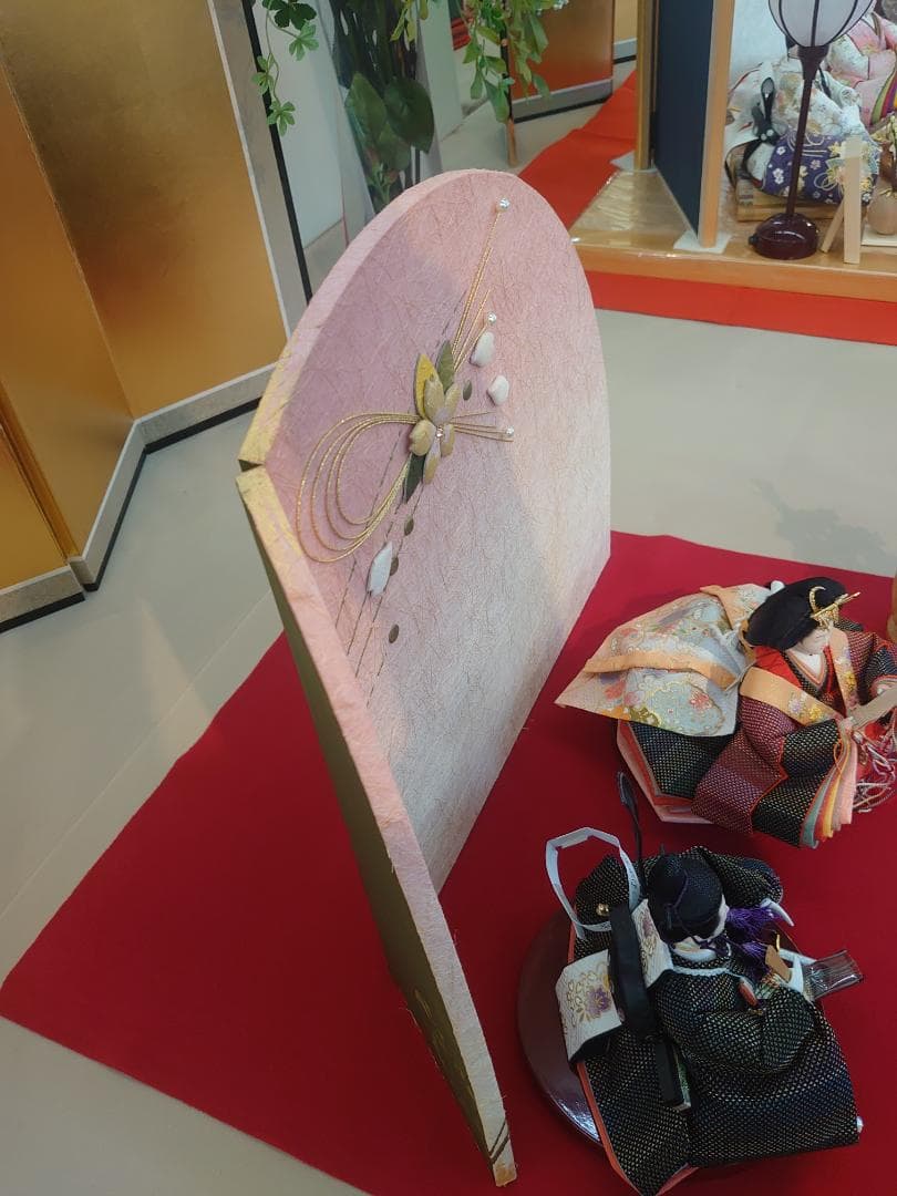 ●タイムセール●新品●　おひなさまセット　紬風衣装と和紙屏風